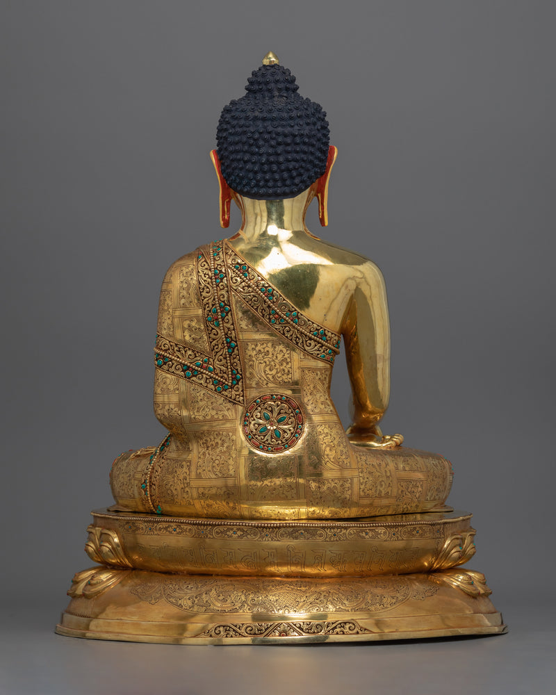 Traditional Gold-Gilded Buddha Gotama Statue | 24K Gold Hand-Carved Scultpture