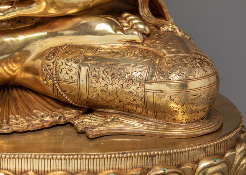 Buddha Shakyamuni Statue | Handmade Gold Plated Gautam Buddha | Fine Hand Carved