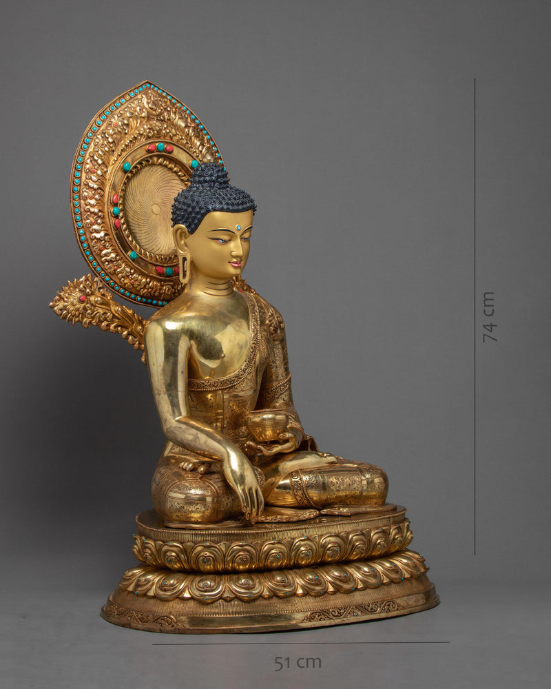 Buddha Shakyamuni Statue | Handmade Gold Plated Gautam Buddha | Fine Hand Carved