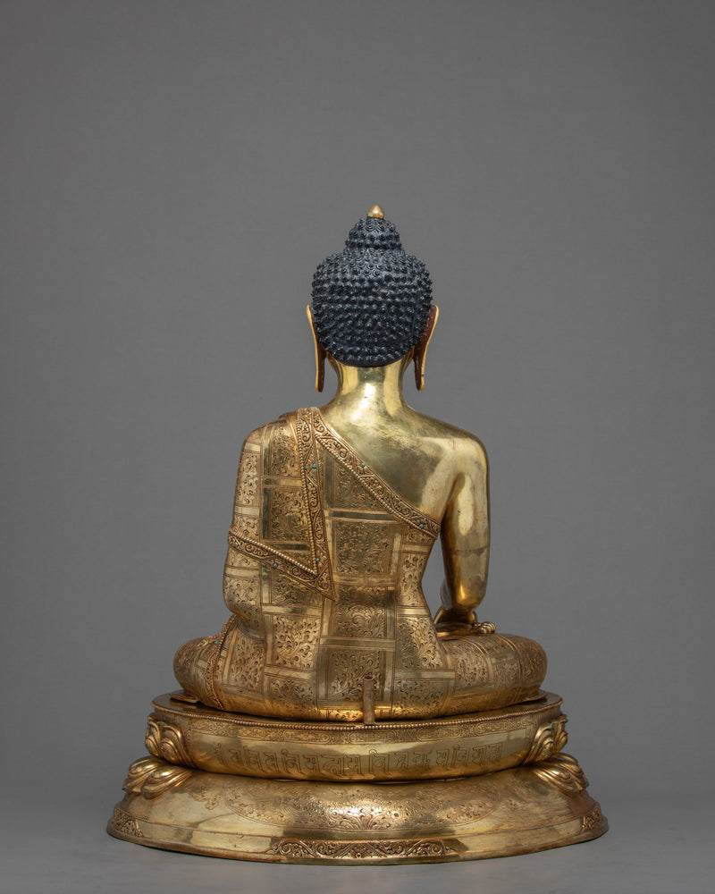 Buddha Shakyamuni Statue | Handmade Gold Plated Gautam Buddha | Fine Hand Carved