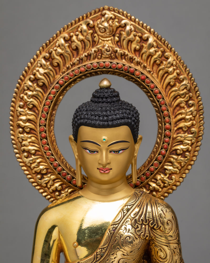 Shakyamuni Buddha Statue | Gold Plated Traditionally Handmade