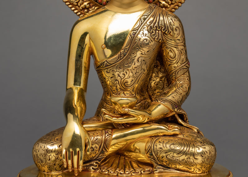 Shakyamuni Buddha Statue | Gold Plated Traditionally Handmade