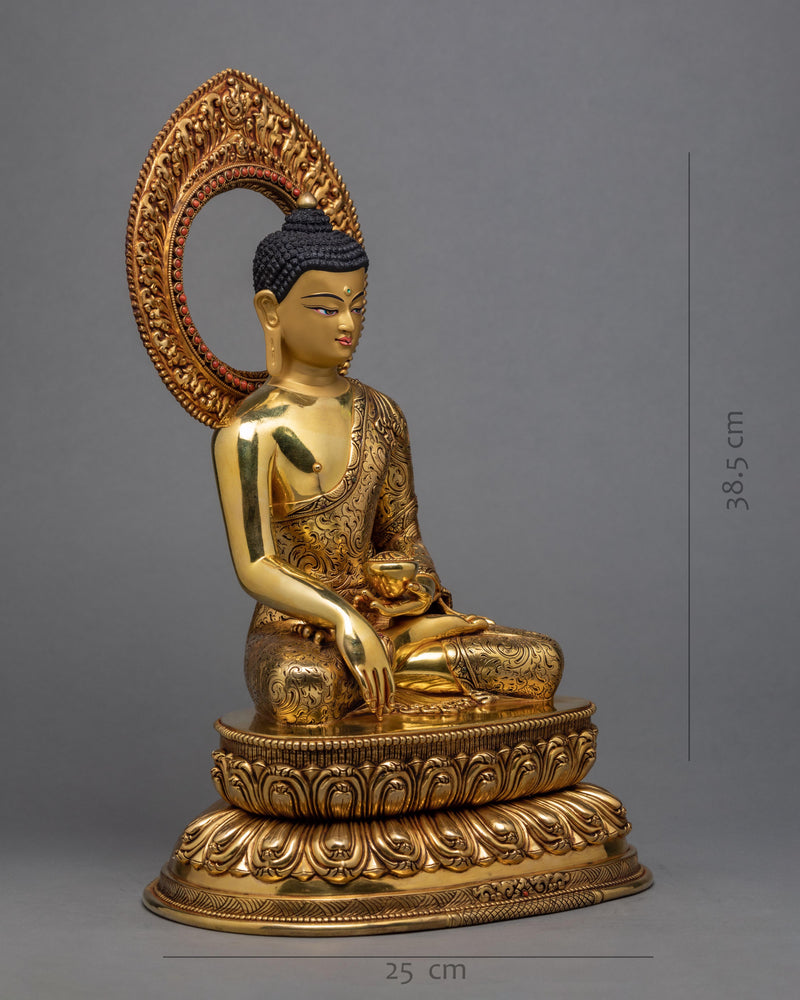 Shakyamuni Buddha Statue | Gold Plated Traditionally Handmade