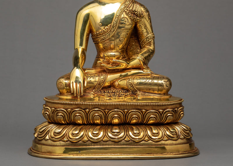 Shakyamuni Buddha Statue | 24K Gold Plated Gautam Buddha | Tibetan Art