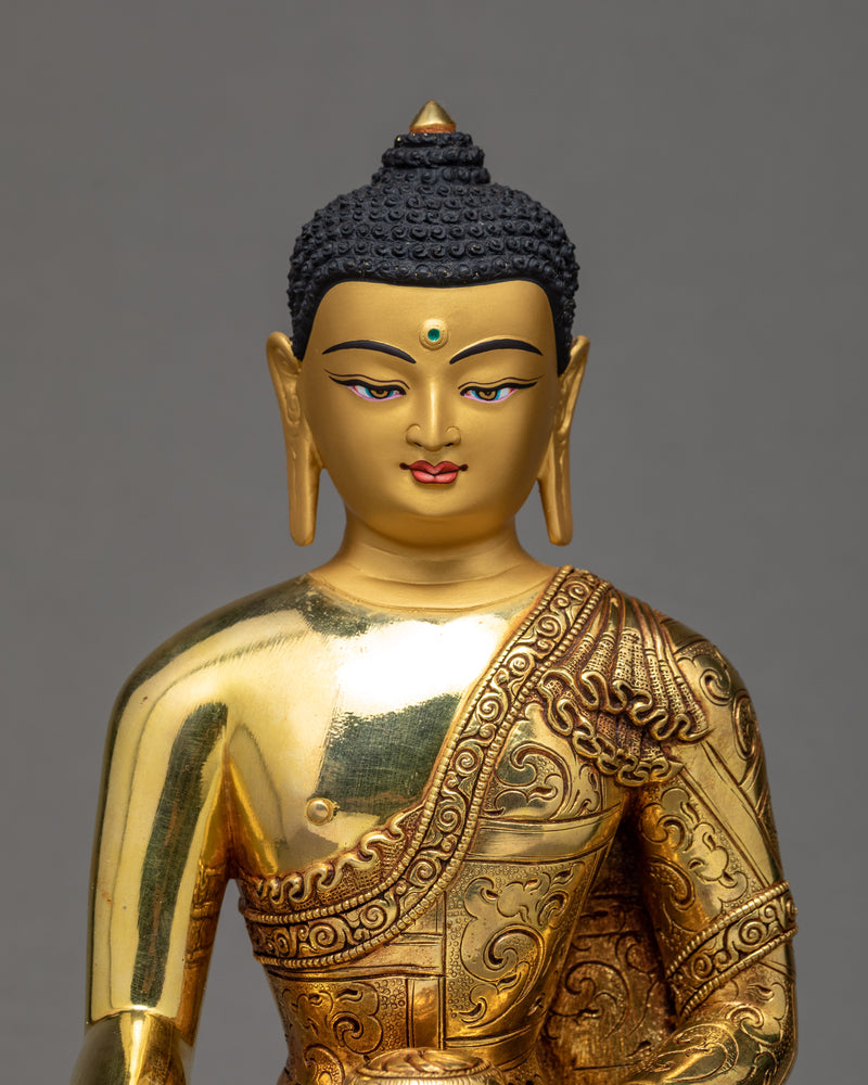 Shakyamuni Buddha Statue | 24K Gold Plated Gautam Buddha | Tibetan Art