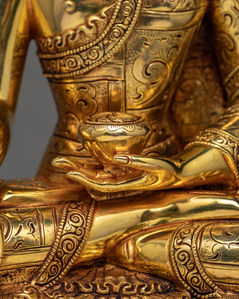 Shakyamuni Buddha Statue | 24K Gold Plated Gautam Buddha | Tibetan Art