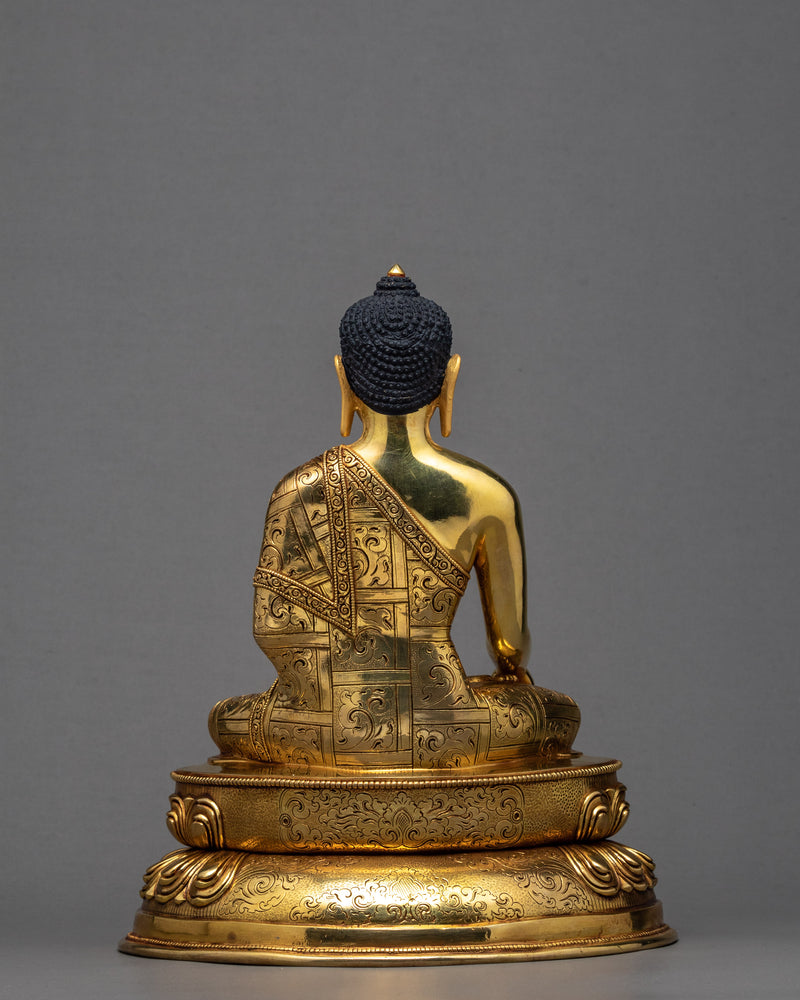 Shakyamuni Buddha Statue | 24K Gold Plated Gautam Buddha | Tibetan Art