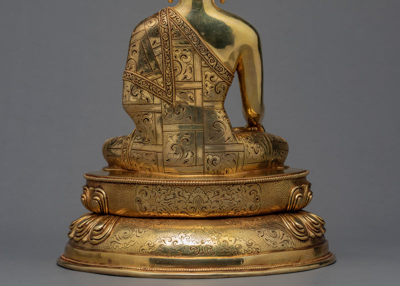 Shakyamuni Buddha Statue | 24K Gold Plated Gautam Buddha | Tibetan Art