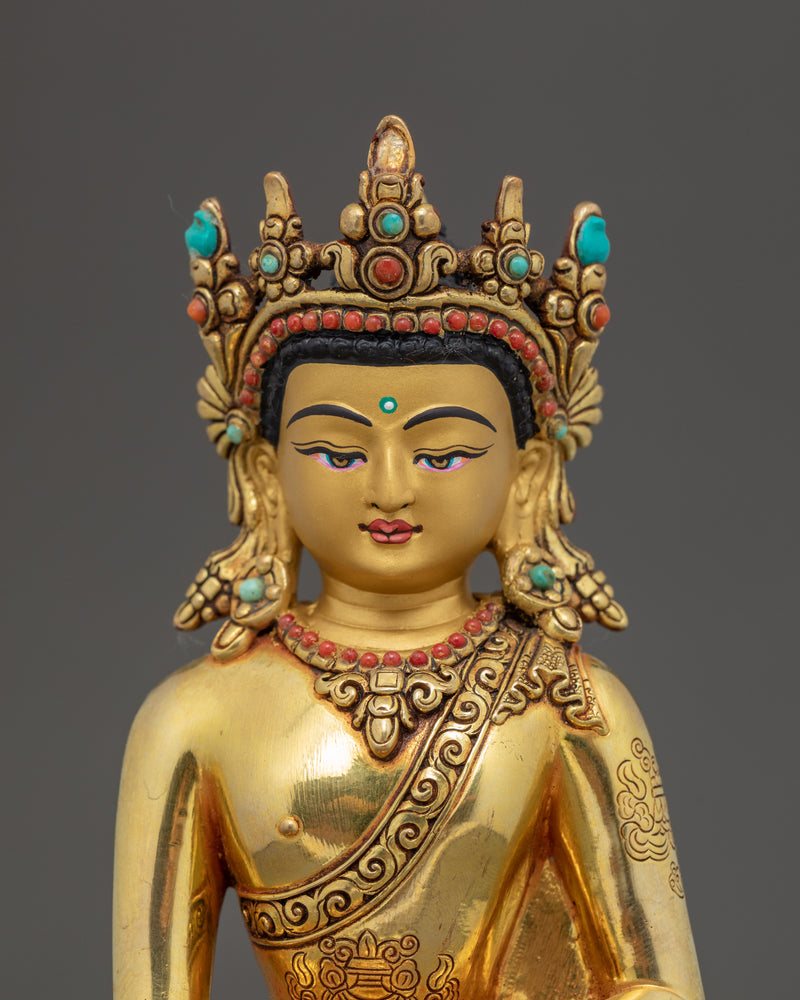 Crown Shakyamuni Buddha | Traditionally Hand Painted Statue