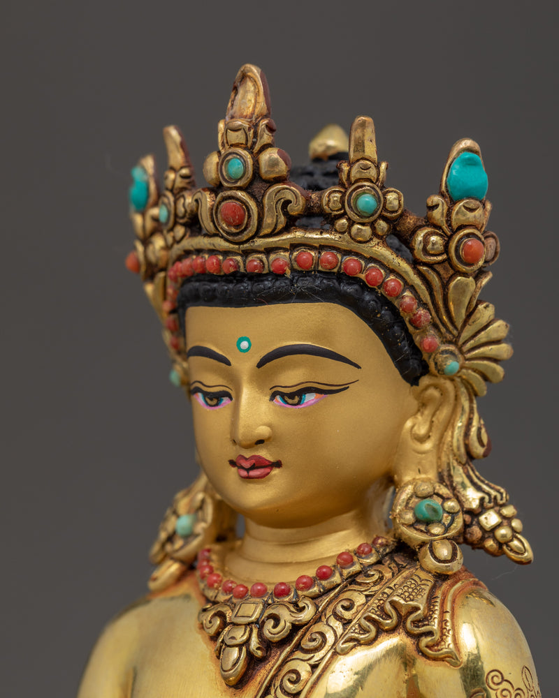 Crown Shakyamuni Buddha | Traditionally Hand Painted Statue