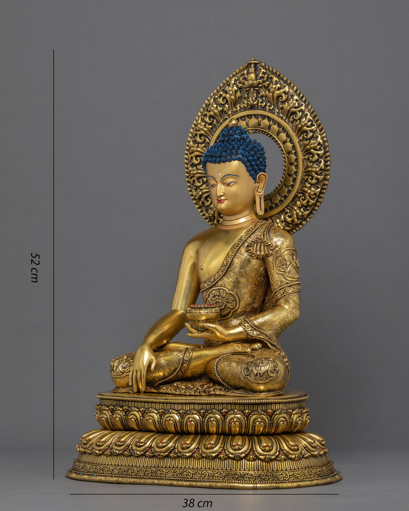 Shakyamuni Buddha With Disciples | Traditionally Gold Gilded Statue