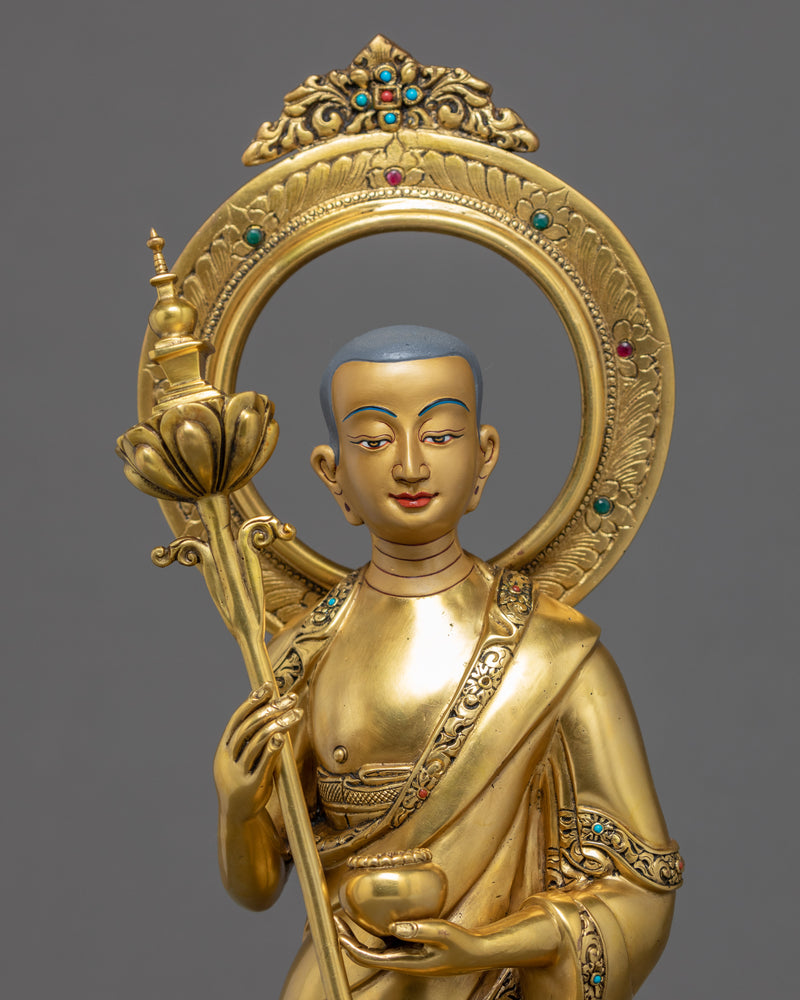 Shakyamuni Buddha With Disciples | Traditionally Gold Gilded Statue