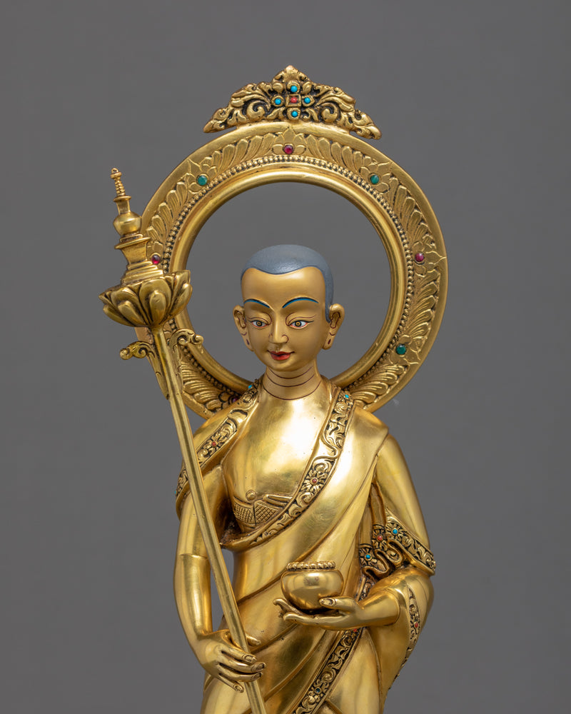 Shakyamuni Buddha With Disciples | Traditionally Gold Gilded Statue