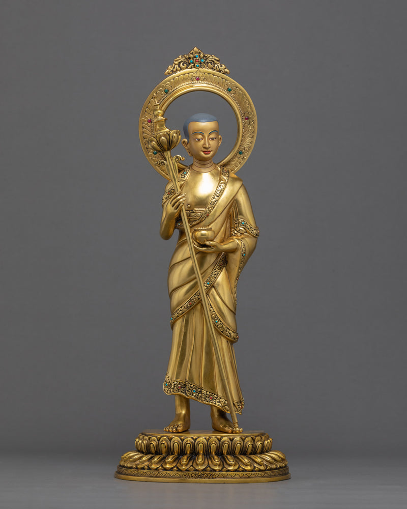 Shakyamuni Buddha With Disciples | Traditionally Gold Gilded Statue