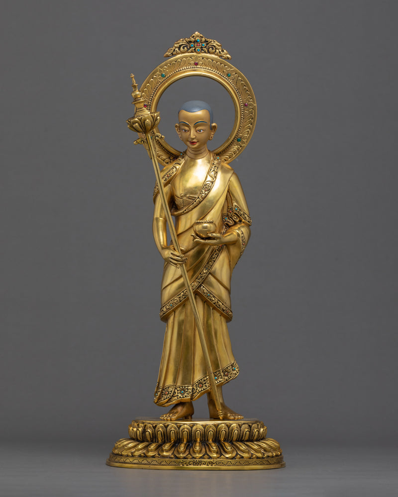 Shakyamuni Buddha With Disciples | Traditionally Gold Gilded Statue