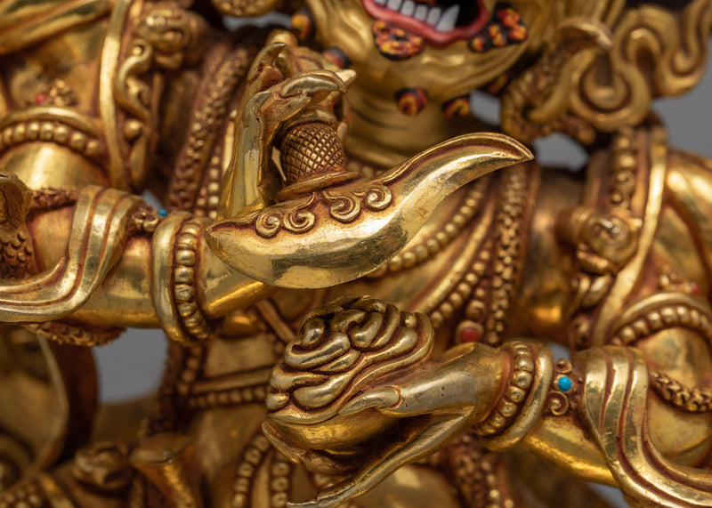 6 Armed Mahakala | 24K Gold Plated Statue