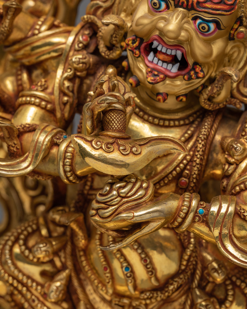 6 Armed Mahakala | 24K Gold Plated Statue