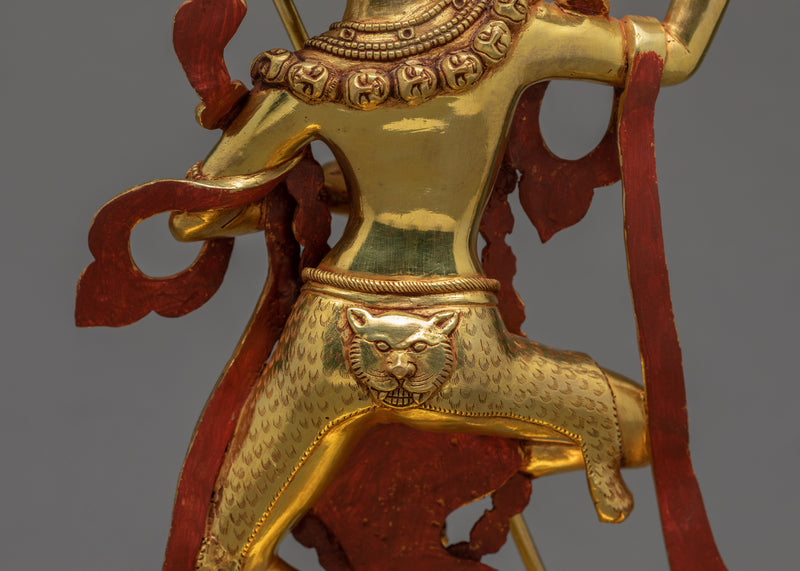 Dakini Simhamukha Statue | Tibetan Gold Gilded Sculpture Art