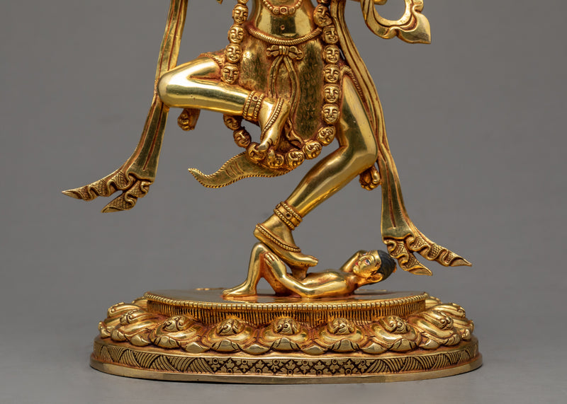 Dakini Simhamukha Statue | Tibetan Gold Gilded Sculpture Art