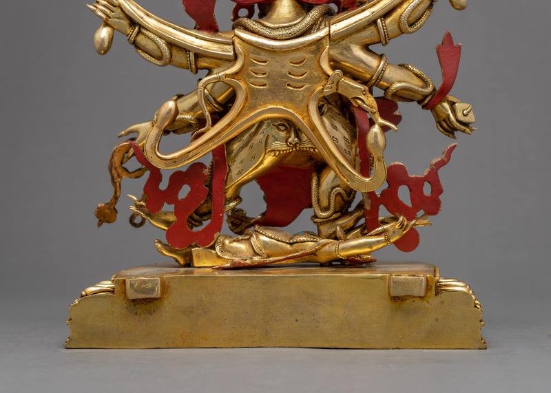 6 Armed Mahakala Sculpture | Traditional Buddhist Art