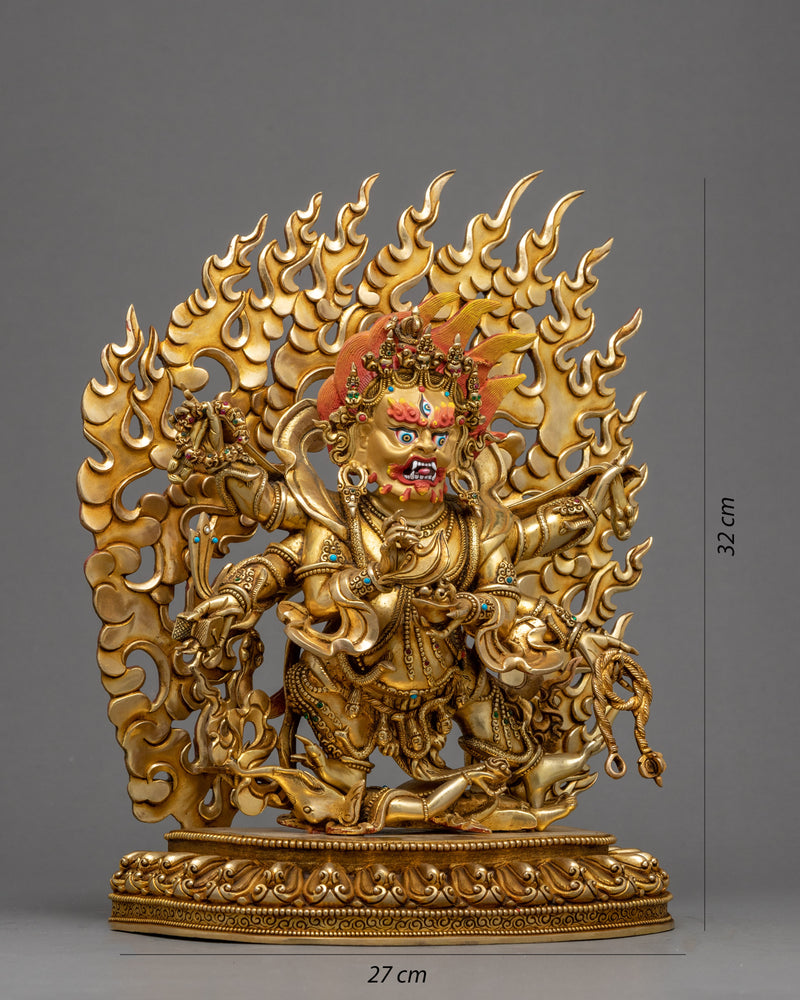 6 Armed Mahakala Sculpture | Traditional Buddhist Art