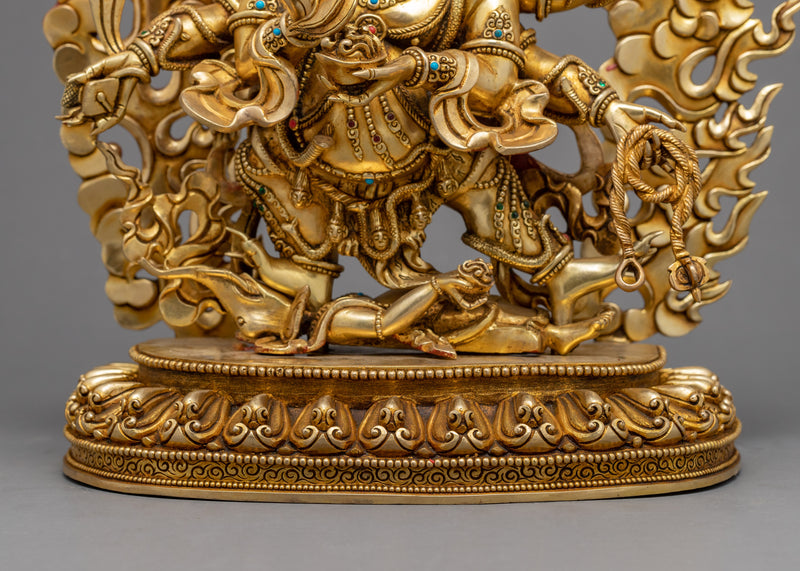 6 Armed Mahakala Sculpture | Traditional Buddhist Art