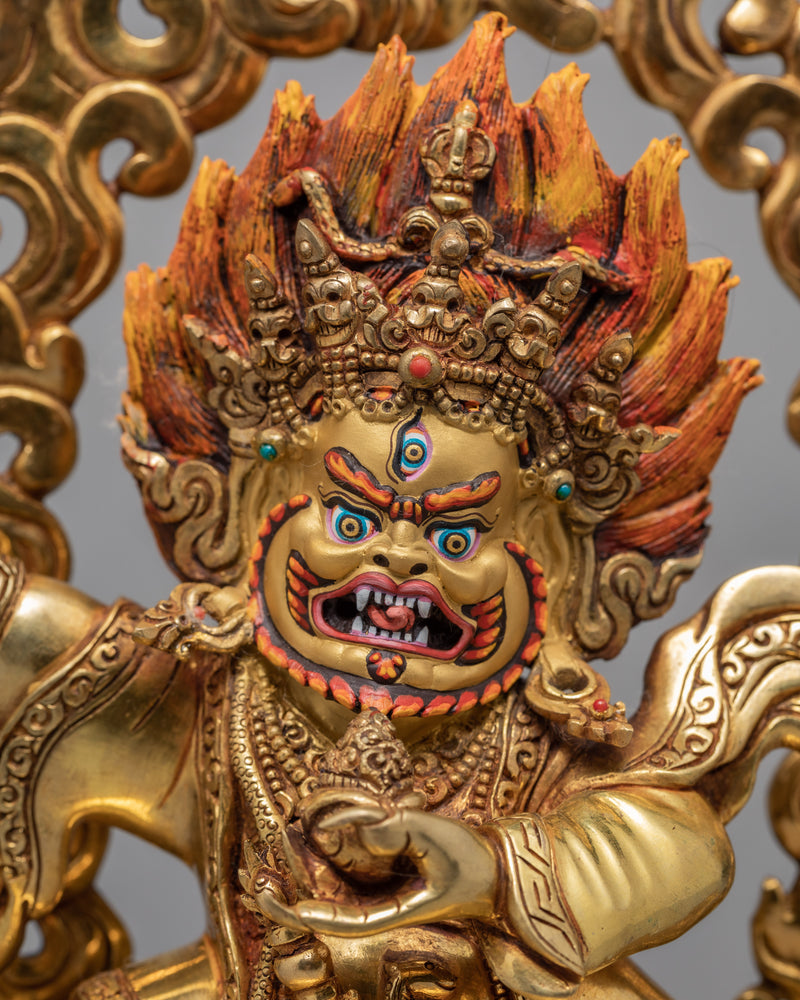 Mahakala Bernagchen | Gold Plated Handcrafted Traditional Bernagchen Statue