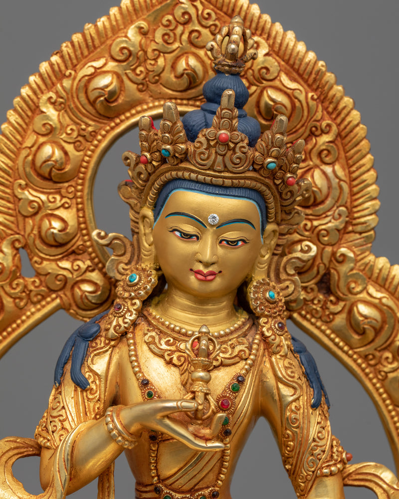 Traditionally Hand-Sculpted Vajrasattva Chant Sculpture | Tibetan Dorje Sempa Figurine