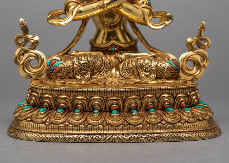 Vajradhara Gold Gilded Statue | Traditional Tibetan Fine Art