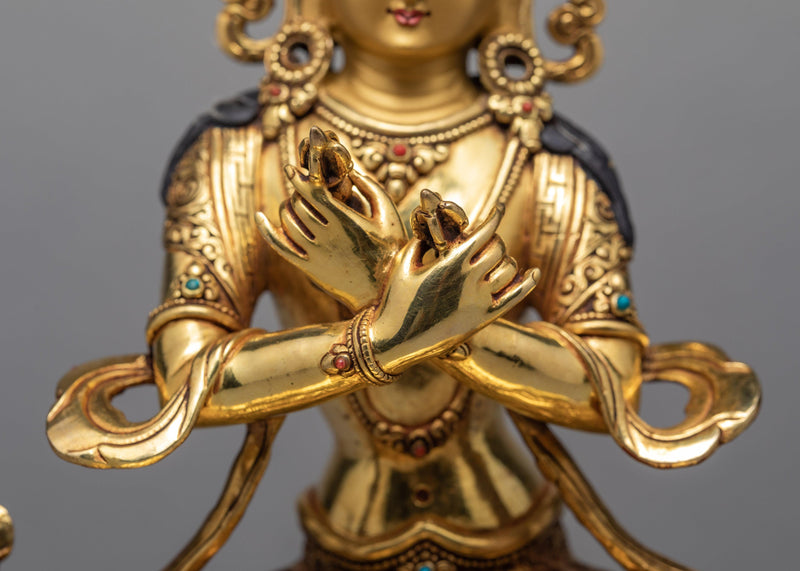 Vajradhara Gold Gilded Statue | Traditional Tibetan Fine Art