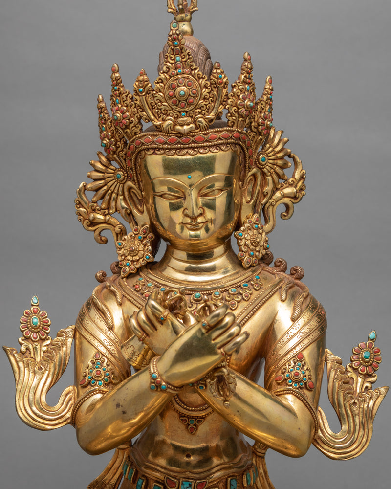 Rare Vajradhara Statue | Handmade Dorje Chang Statue | Hand Carved 24k Gold Gilded