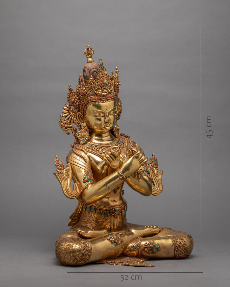 Rare Vajradhara Statue | Handmade Dorje Chang Statue | Hand Carved 24k Gold Gilded