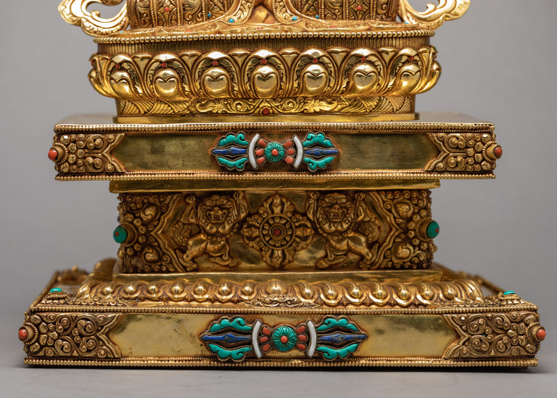 Vajrasattva Statue With Throne | Gold Gilded Statue