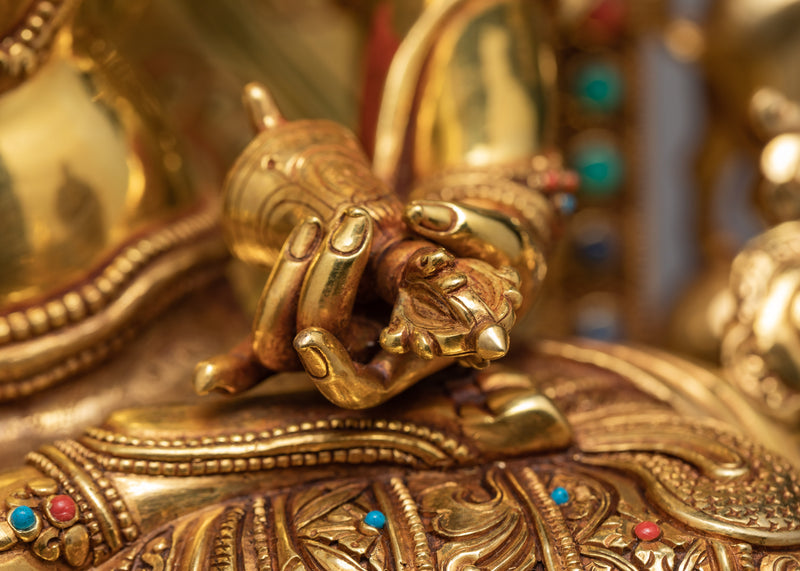 Vajrasattva Statue With Throne | Gold Gilded Statue