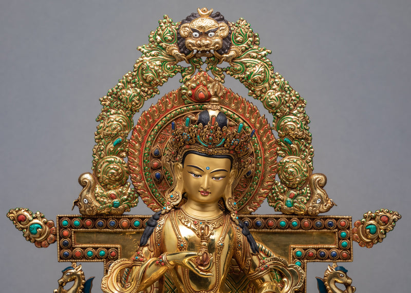 Vajrasattva Statue With Throne | Gold Gilded Statue