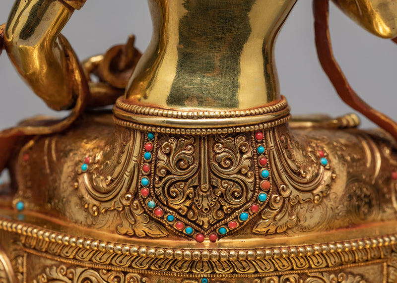 Vajrasattva Statue With Throne | Gold Gilded Statue