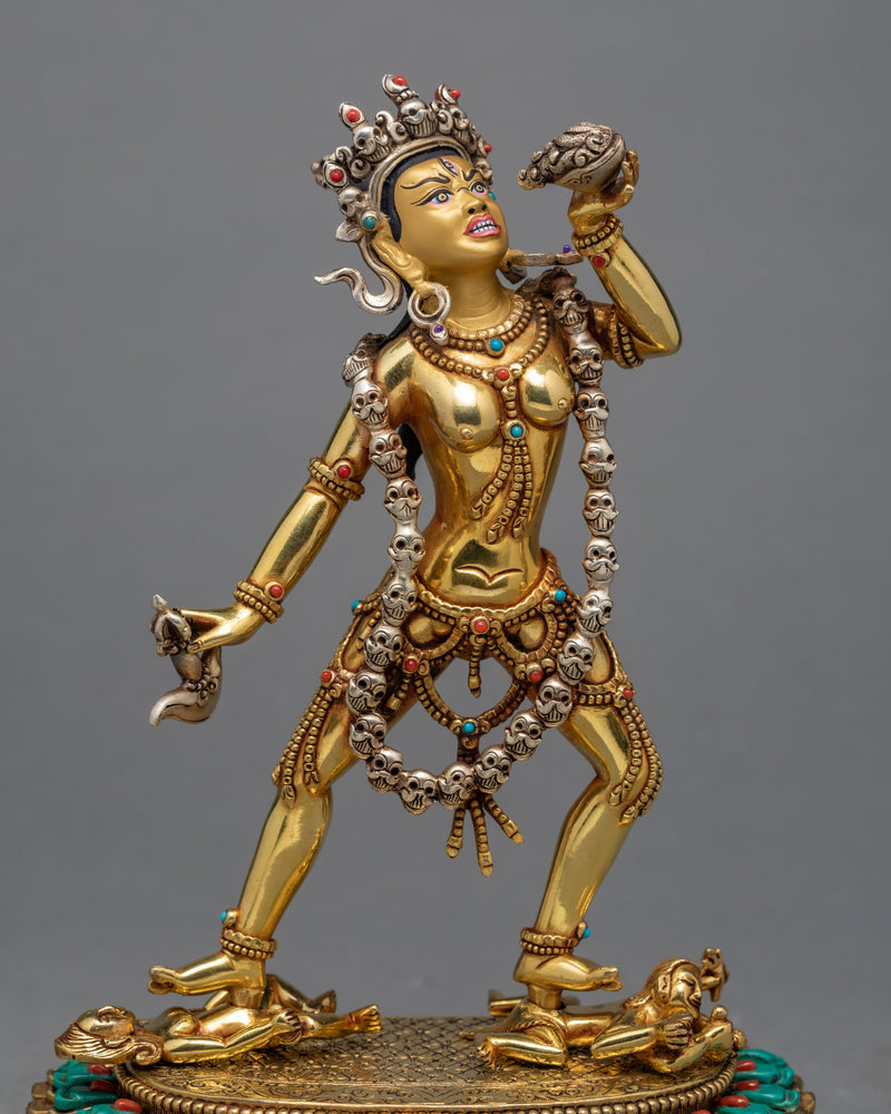 Vajrayogini Statue with Silver Craft | Dakini Statue | Handmade Sculpture