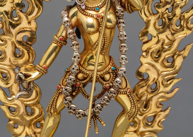 Vajrayogini Statue with Silver Craft | Dakini Statue | Handmade Sculpture