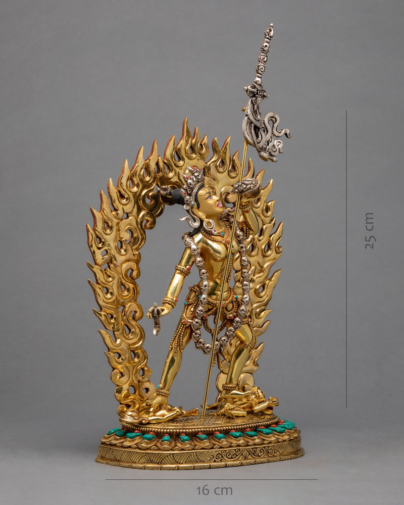 Vajrayogini Statue with Silver Craft | Dakini Statue | Handmade Sculpture