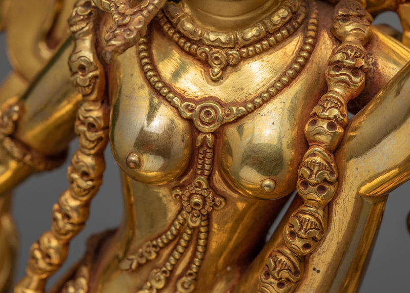 Maitri Vajrayogini In Gold | Yogini Statue | Tibetan Buddhist Art