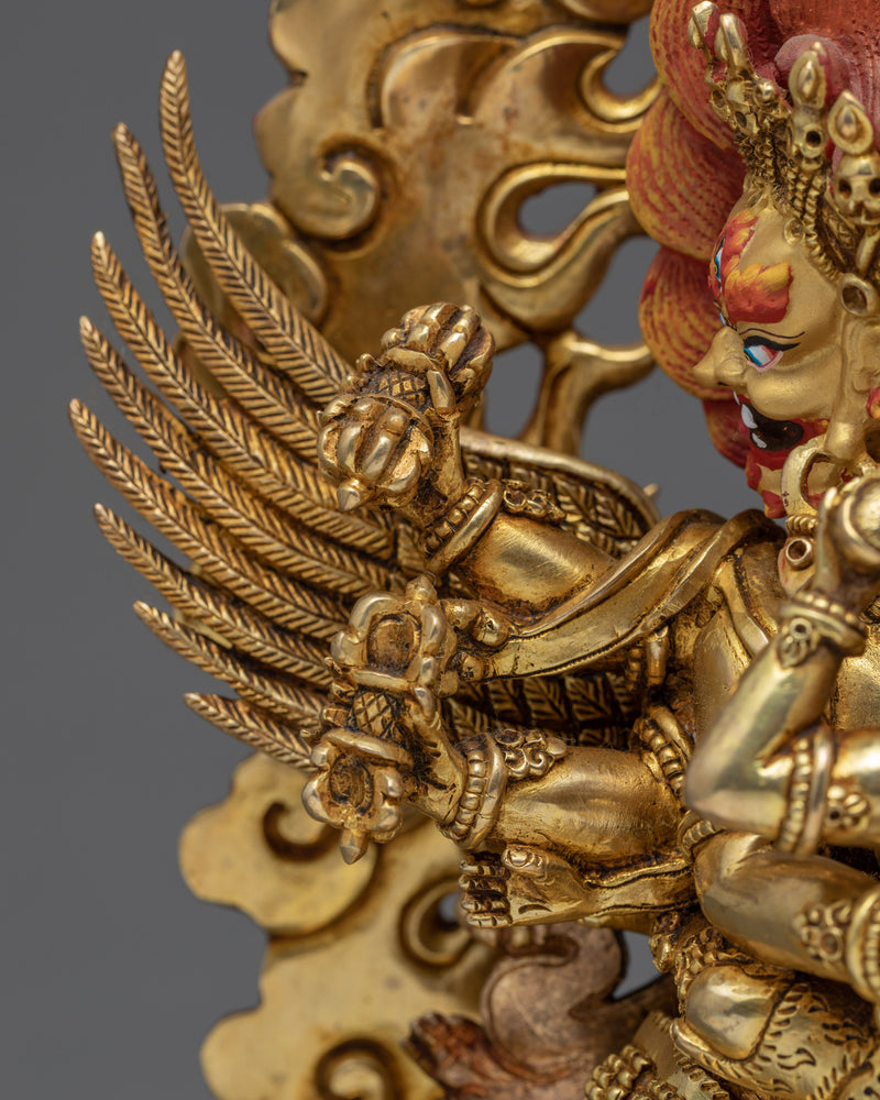 Vajrakilaya With Consort | Nyingma Yidam Statue | Gilded In 24k Gold