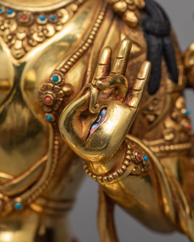 White Tara Statue | Gold Plated  | Himalayan Buddhist Art