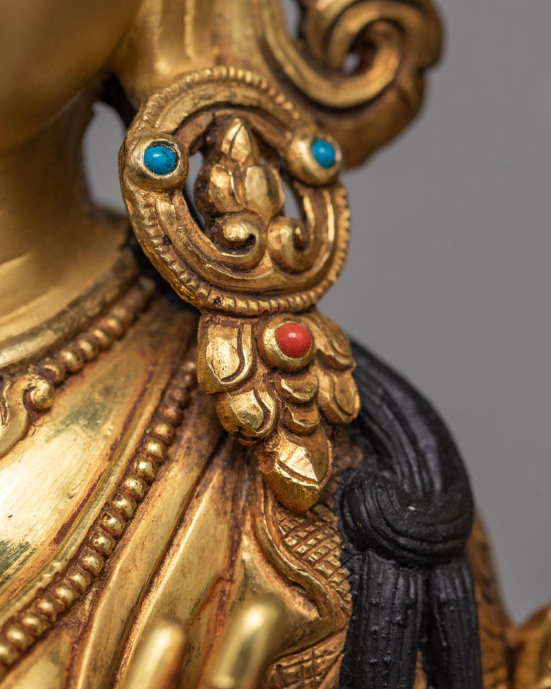 White Tara Statue | Gold Plated  | Himalayan Buddhist Art