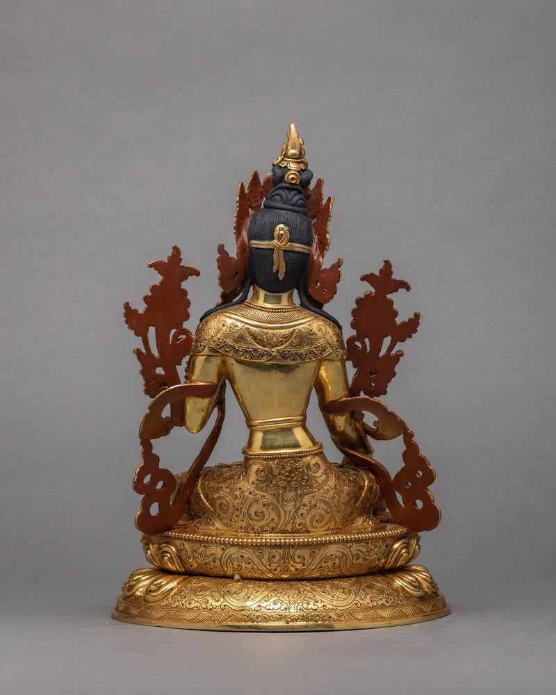 White Tara Statue | Gold Plated  | Himalayan Buddhist Art