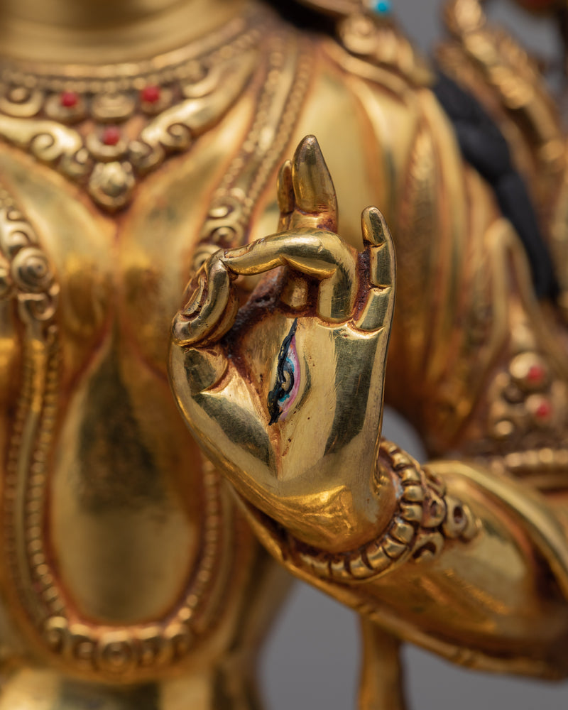 White Tara Statue | Plated With Gold | Himalayan Statue