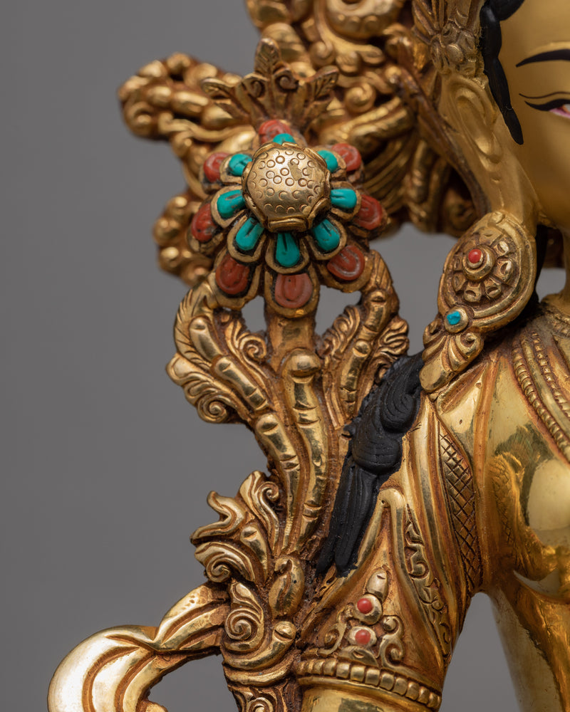 White Tara Statue | Plated With Gold | Himalayan Statue