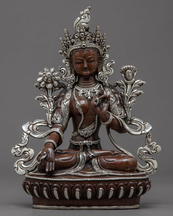 White Tara Silver Plated Statue 