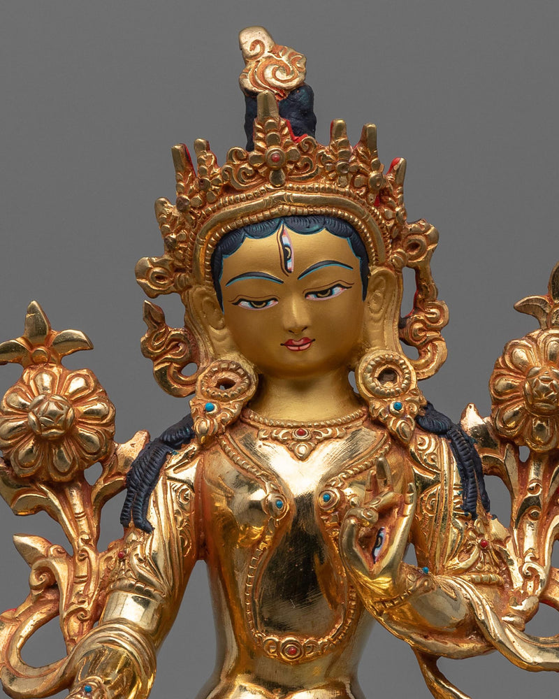 Tara White Golden Statue | Beautiful Tibetan Artwork