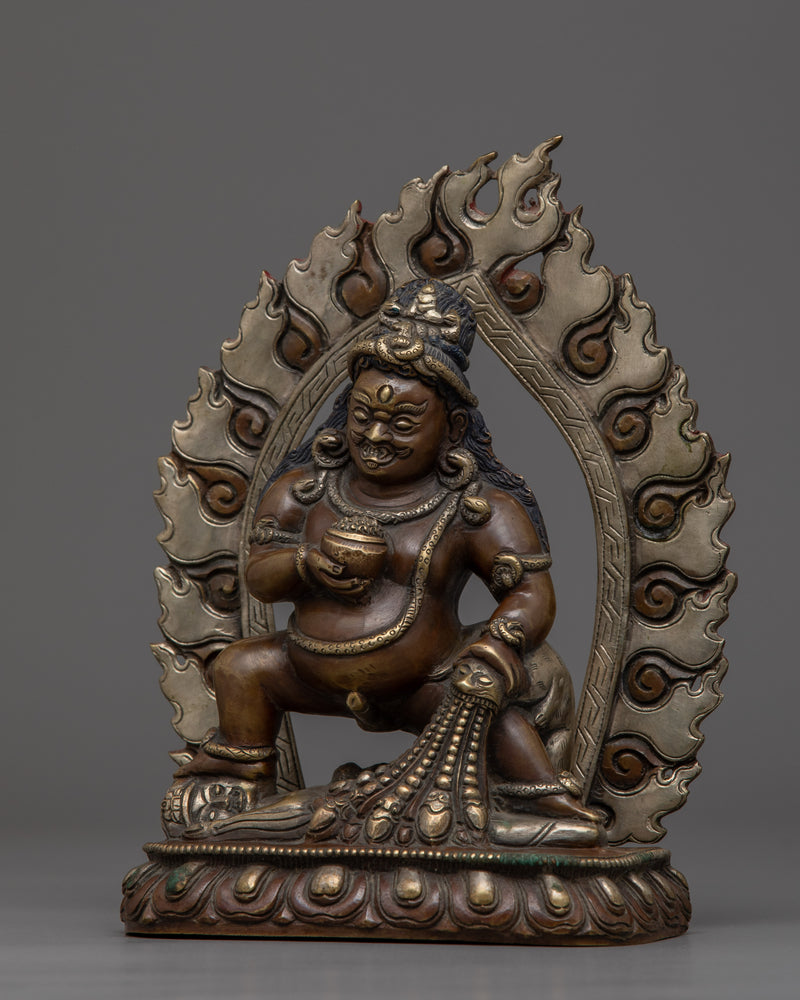 Black Dzambhala Statue | Buddhist Oxidized Copper Statue Traditionally Handmade