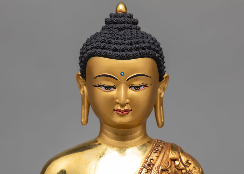 Amitabha Buddha Statue, Purely Hand Carved in 24K Gold Buddha Statue